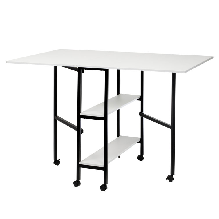 Lavaun 149cm x 91cm Foldable Sewing Table with Wheels